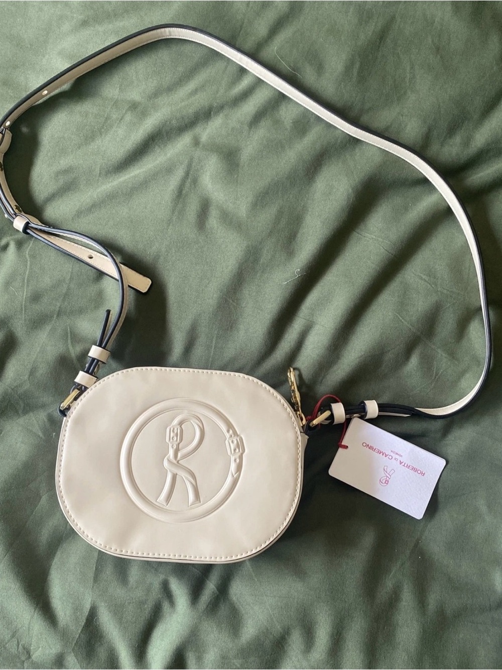 Roberta Di Camerino Cream Crossbody Bag with Embossed Logo